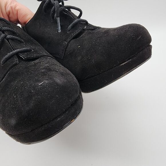 Adrienne Vittadini Suede Platform Heels Size 10M Black Shootie Booties Lace Up - Picture 7 of 13